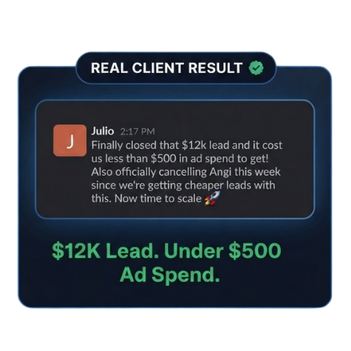 Julio: $12K lead on under $500 ad spend
