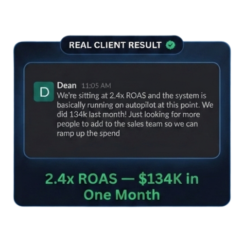 Dean: 2.4x ROAS, $134K in one month