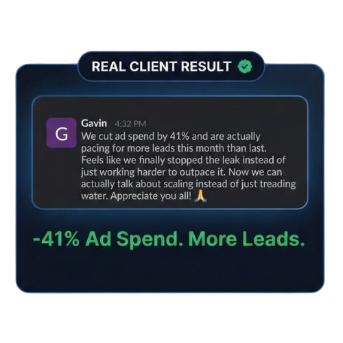 Gavin: 41% less ad spend, more leads